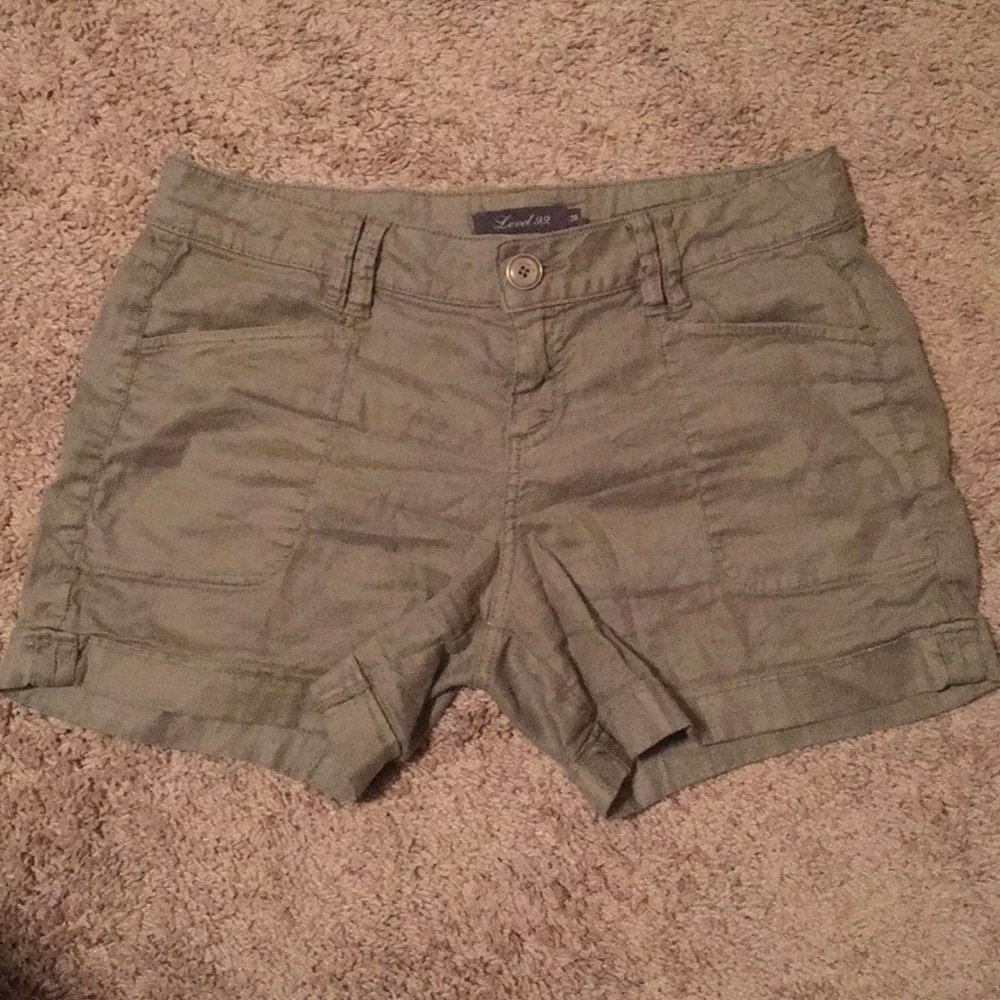 Anthro // soft olive green shorts